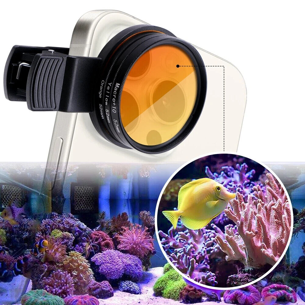 AQUARIUM CLIP ON CAMERA LENSES 52mm IN CASE