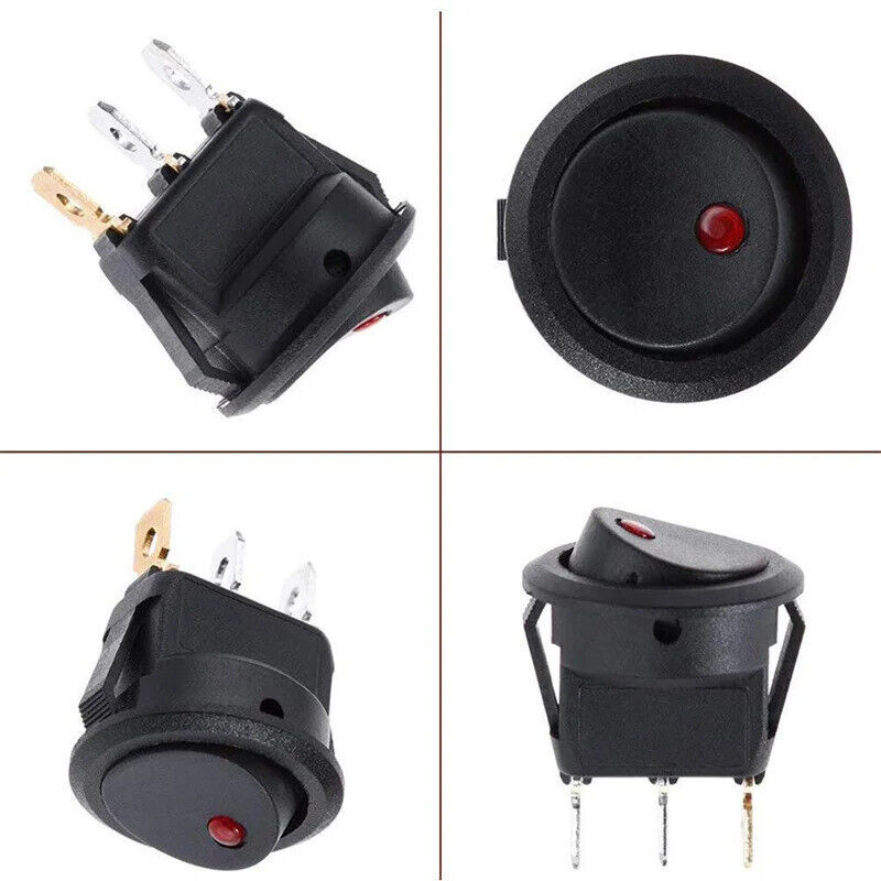 12 x ROUND ROCKER SWITCH LED 12V SPST LIGHT UP TOGGLE