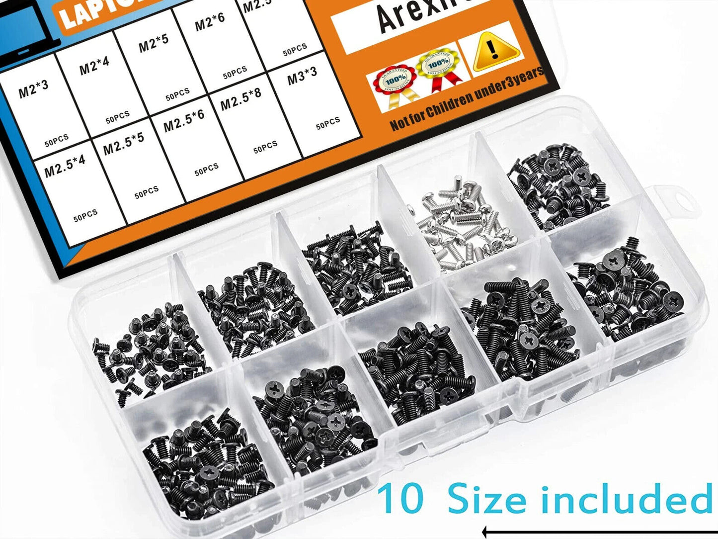 500 x LAPTOP SCREW SET, MINI SCREWS, M2 M2.5 M3, BLACK SILVER