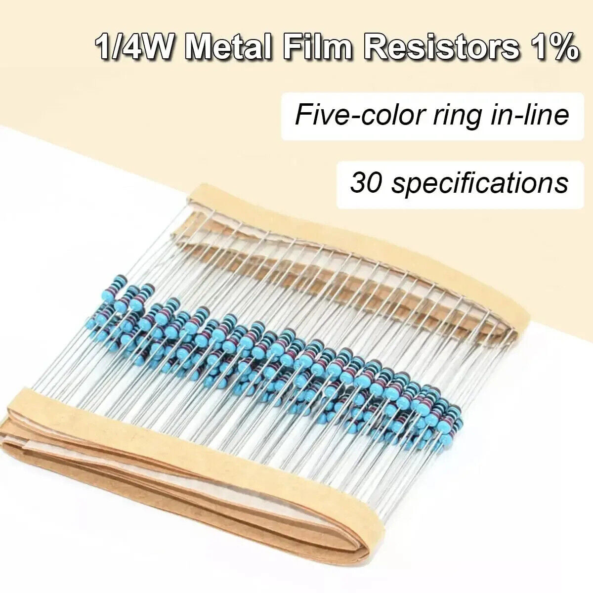 600 x METAL FILM RESISTOR KIT ASSORTED SET 30 VALUES 1/4W 1ohm-10Mohm 1%