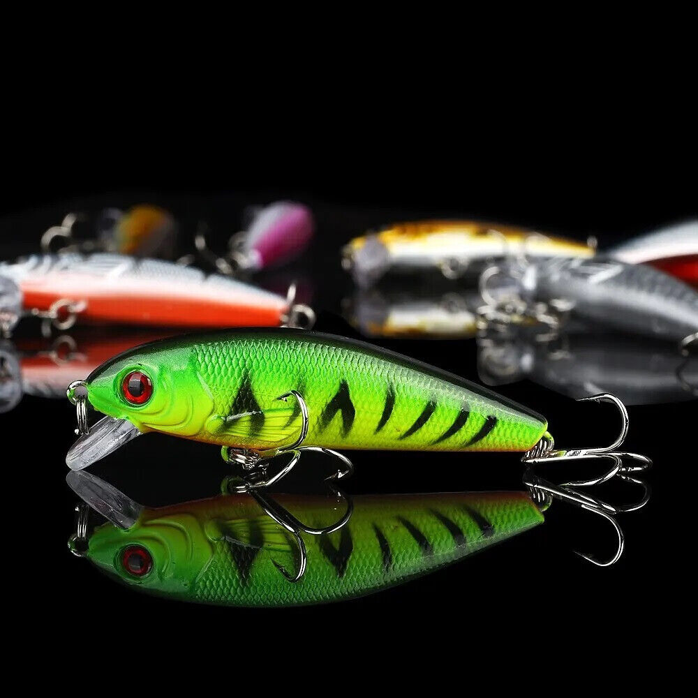 10 x METAL WINTER FISHING LIPLESS LURES SET 7.5cm 9g, HOOKS