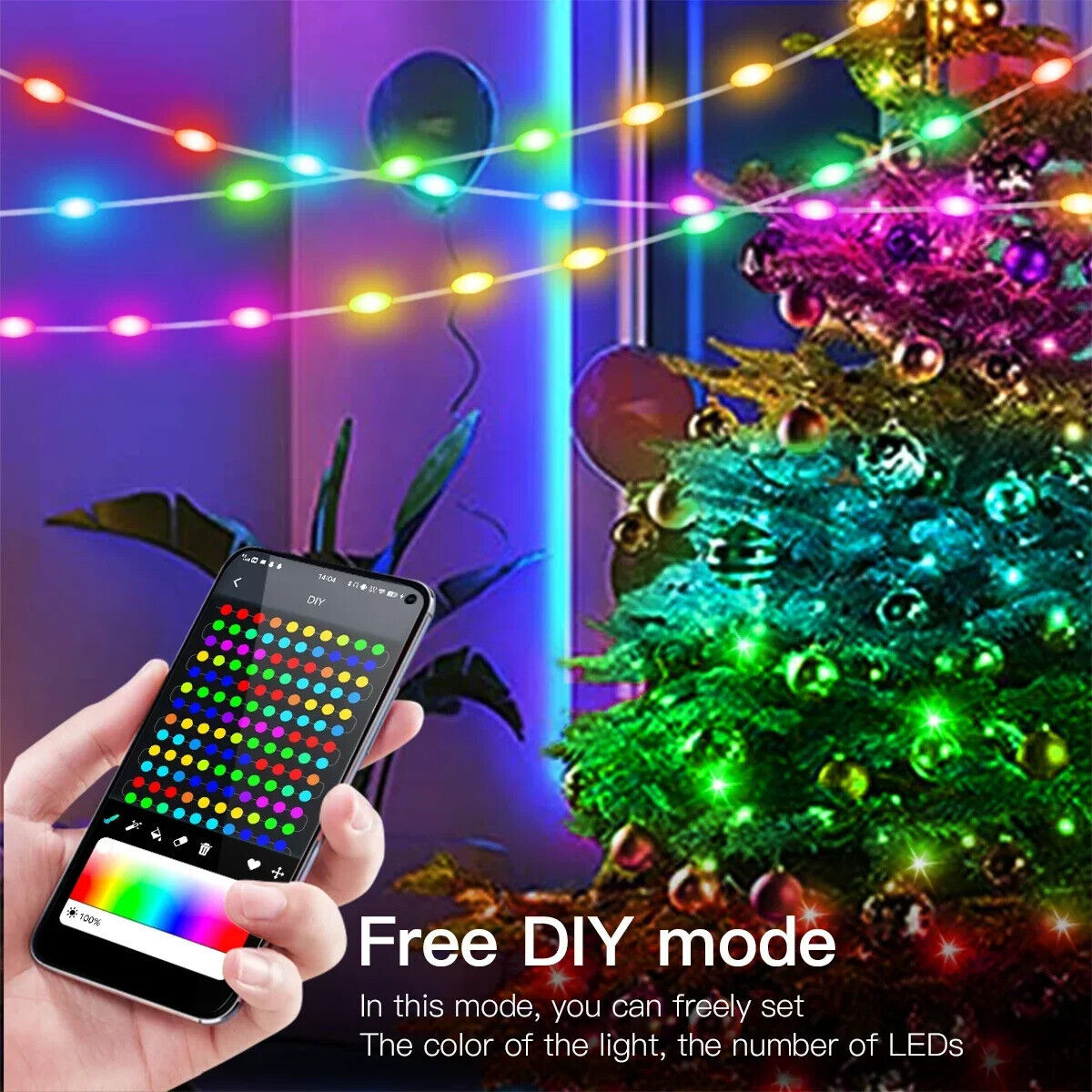 LED SMART BLUETOOTH STRING LIGHTS REMOTE CONTROL FAIRY LIGHTS RGBIC CHRISTMAS