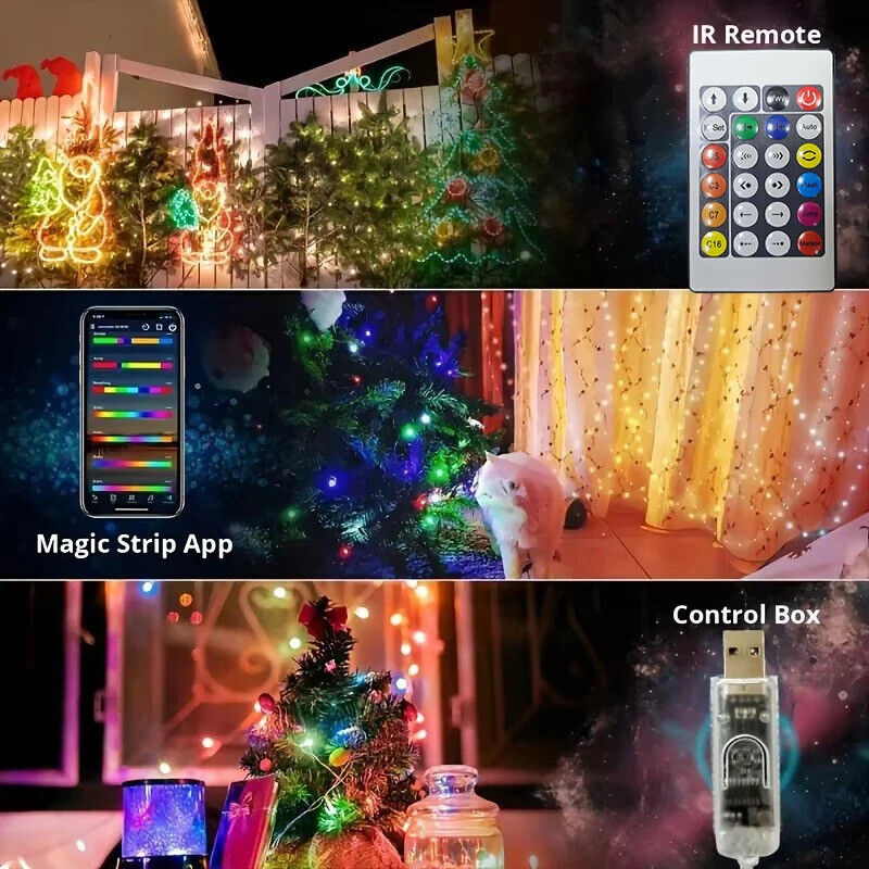 LED SMART BLUETOOTH STRING LIGHTS REMOTE CONTROL FAIRY LIGHTS RGBIC CHRISTMAS