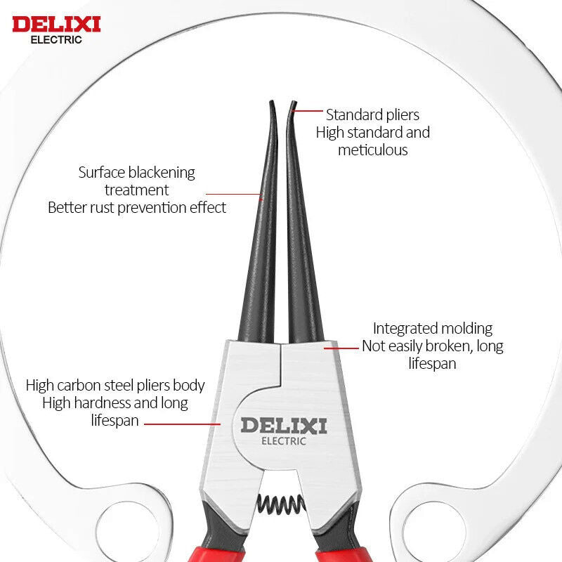 5" INCH CIRCLIP PLIERS, NEEDLE NOSE, RETAINING RING STRAIGHT CURVED END ACUPOINT