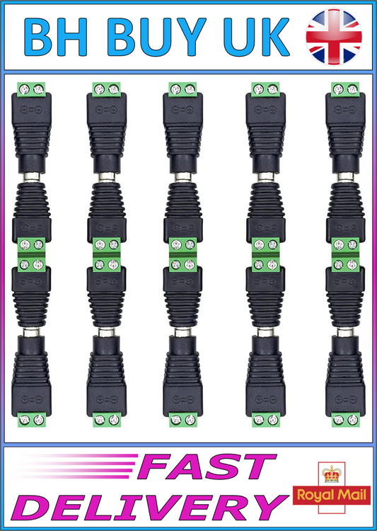 5 x PAIRS MALE & FEMALE SOLDER FREE DC PLUG 5.5 x 2.1mm