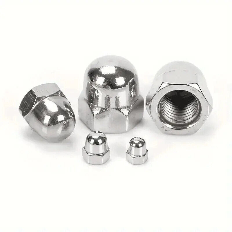 48 x STAINLESS STEEL ROUND HEAD NUT SET M3 M4 M5 M6 M8, UK METRIC CAP HEXAGONAL