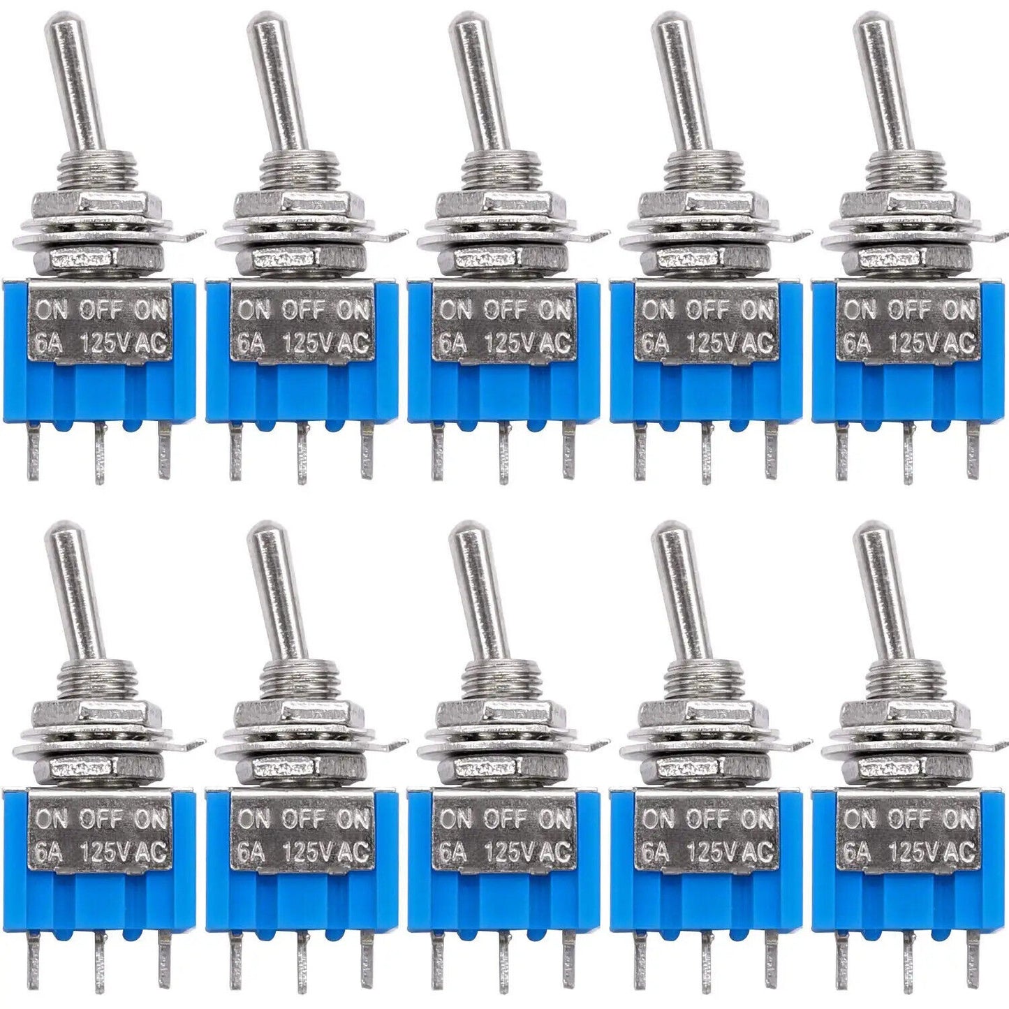 10 x TOGGLE SWITCH ON OFF ON 3 PIN 3 POSITION LATCHING MTS-103 AC 250V 3A UK