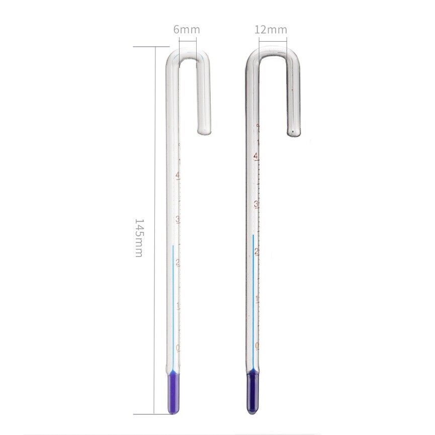 AQUARIUM HOOK GLASS THERMOMETER 6 & 12mm