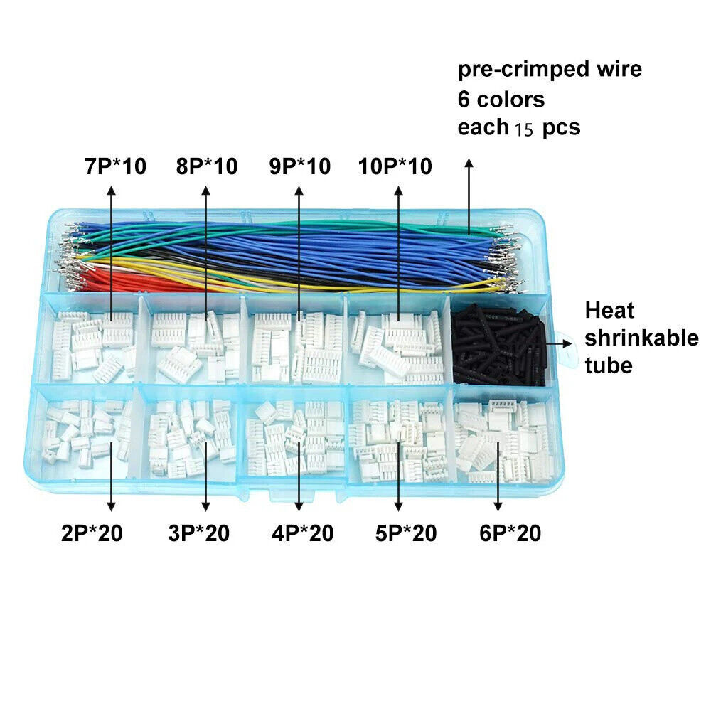 2.54mm XH CONNECTOR SOCKET KIT, PRE CRIMPED CABLE 2 3 4 5 6 7 PIN HOUSING JST