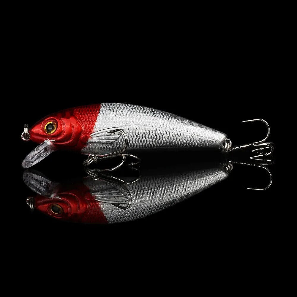 10 x METAL WINTER FISHING LIPLESS LURES SET 7.5cm 9g, HOOKS