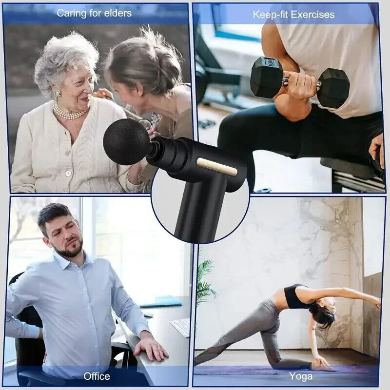 PORTABLE MASSAGE GUN WITH 4 INTERCHANGABLE HEADS