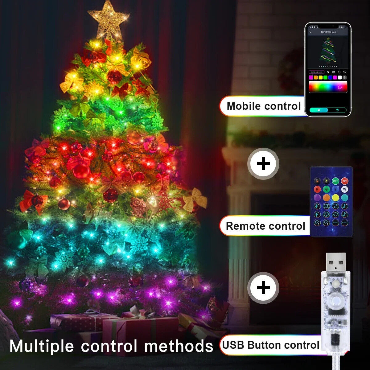 LED SMART BLUETOOTH STRING LIGHTS REMOTE CONTROL FAIRY LIGHTS RGBIC CHRISTMAS