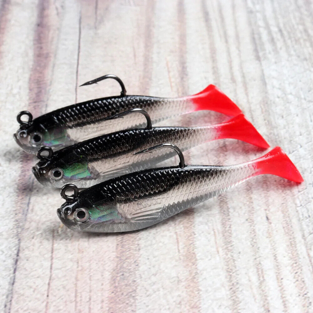 5 x SOFT RED TAIL FISHING LURES SET 8cm