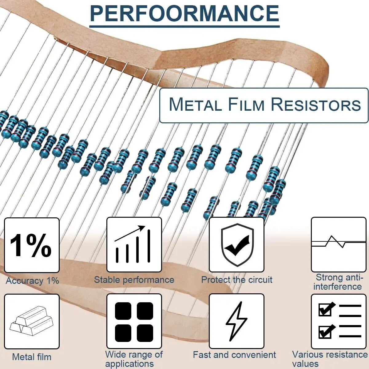 600 x METAL FILM RESISTOR KIT ASSORTED SET 30 VALUES 1/4W 1ohm-10Mohm 1%