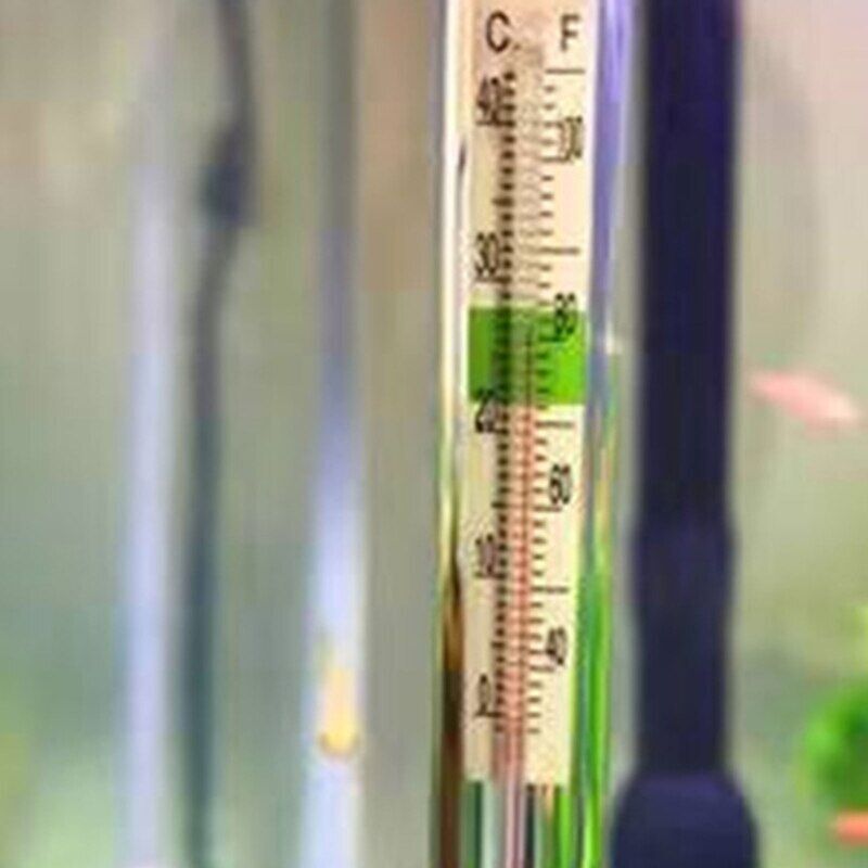 AQUARIUM GLASS 14cm SUCTION THERMOMETER CLEAR & YELLOW