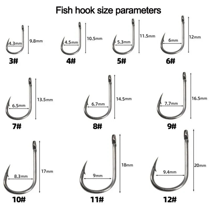 400 x HIGH CARBON STEEL FISHING HOOKS IN BOX