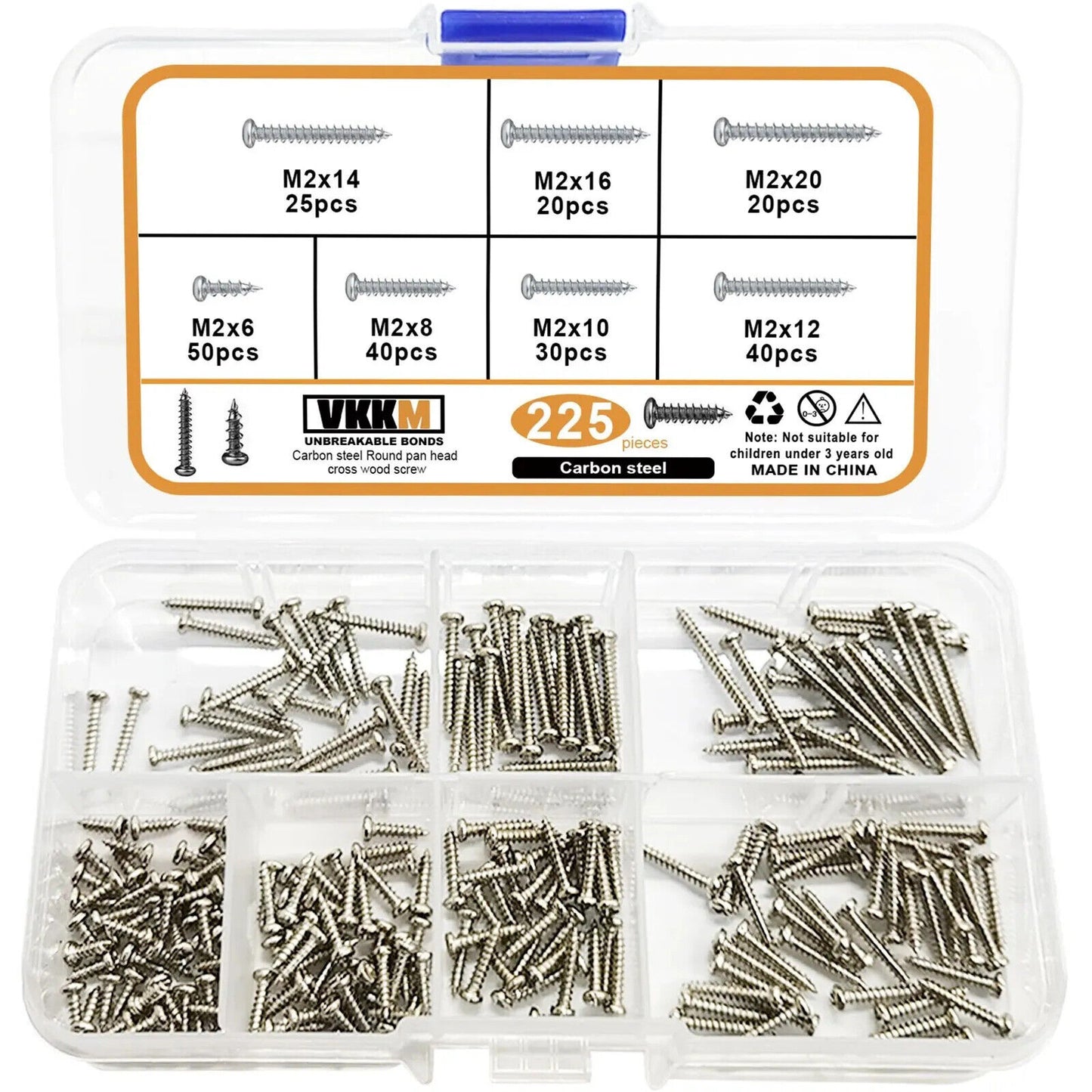 225 x PAN HEAD SELF TAPPING CARBON STEELWOOD SCREWS