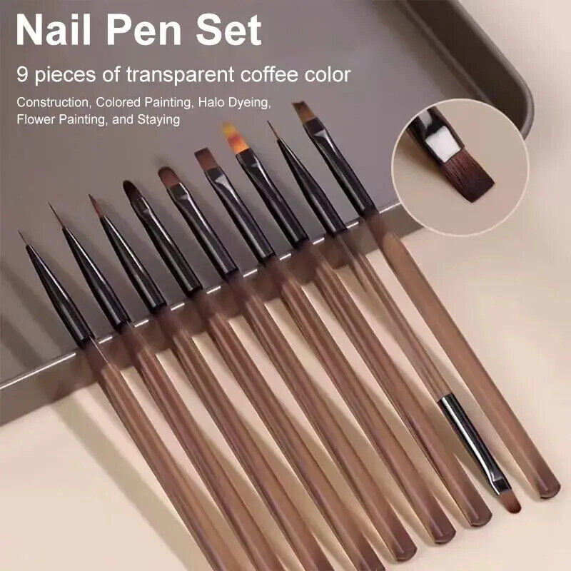 9 x UV GEL NAIL BRUSH SET