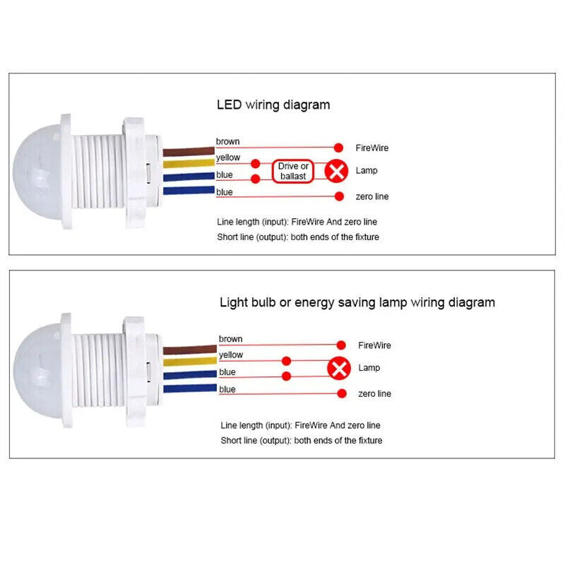 2 x SMART PIR SENSOR DETECTOR SWITCH 110V 220V MOTION ON OFF AUTO INFRARED