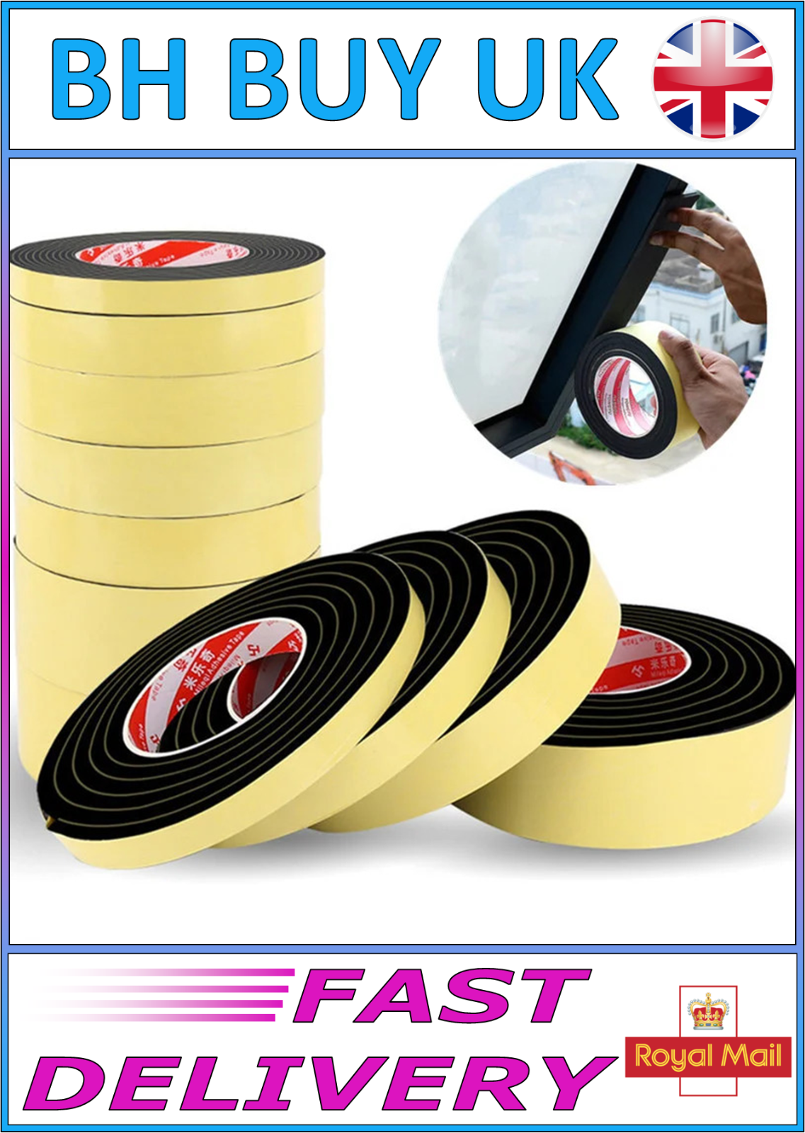 5m EVA BLACK FOAM SPONGE TAPE