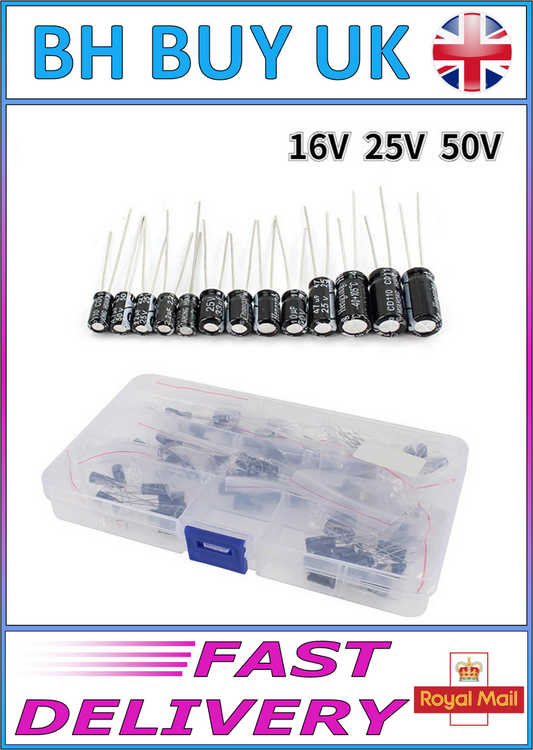 120 x ELECTROLYTIC CAPACITOR 16V 25V 50V ALUMINIUM KIT, 12 VALUES 1uF-470uF DIP