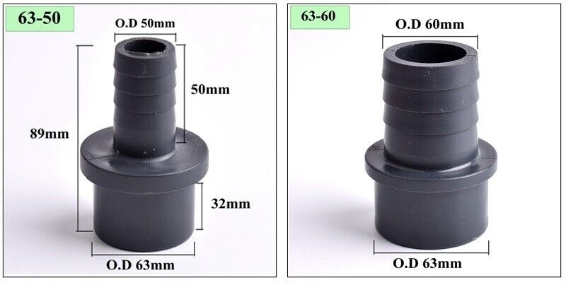 AQUARIUM POND FLEXIBLE HOSE TO SOLVENT WELD PIPE PVC FITTING 8 10 12 20 25 32mm