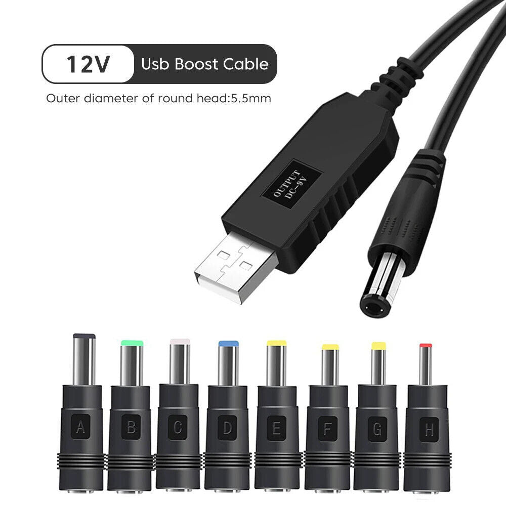 USB 5V TO 12V DC POWER BOOST LINE WITH 8 ADAPTORS