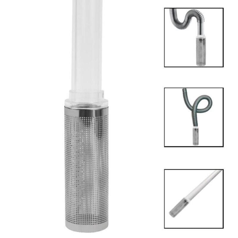 AQUARIUM INLET STRAINER STAINLESS STEEL & ACRYLIC FOR 12mm OR 16mm PIPE