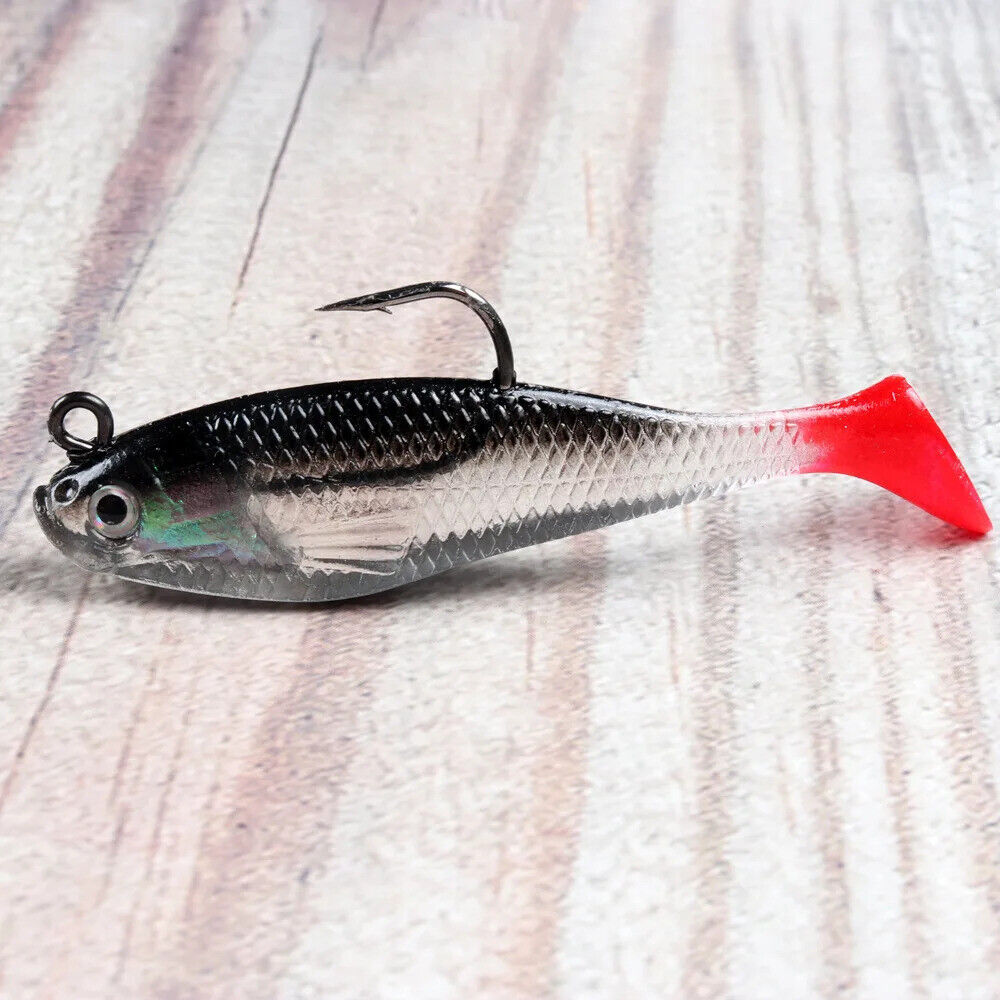 5 x SOFT RED TAIL FISHING LURES SET 8cm