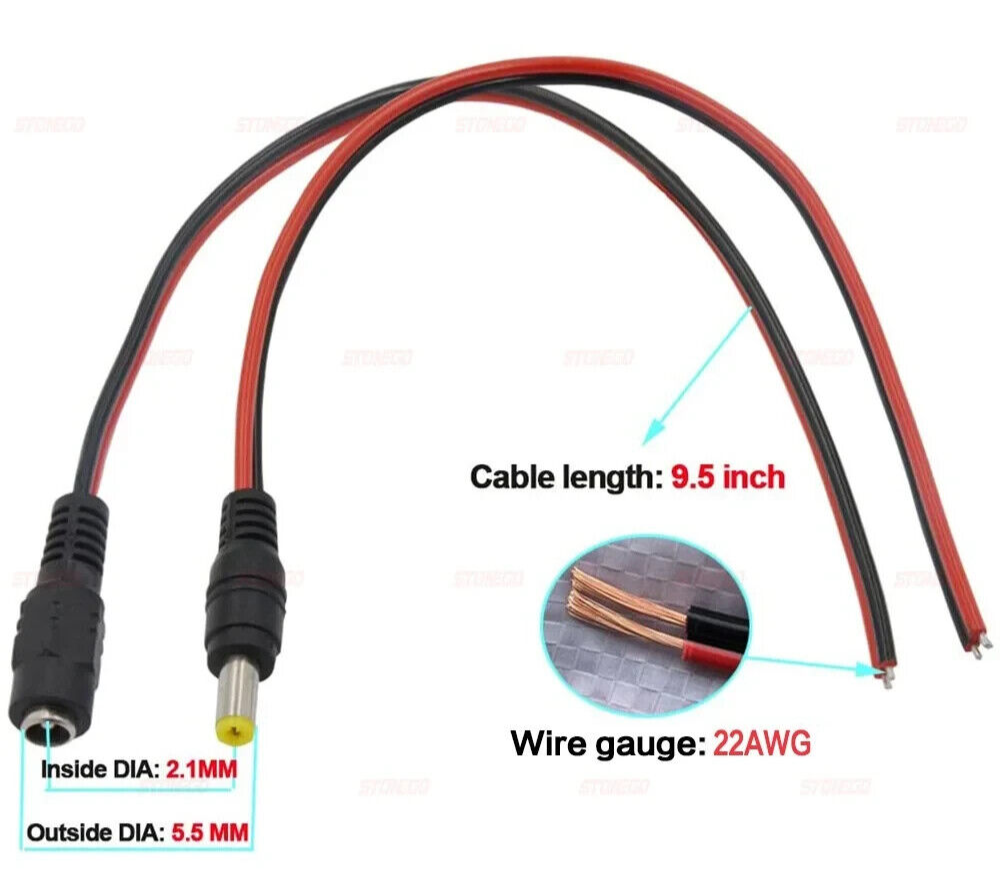 5 PAIRS DC MALE & FEMALE 5.5 x 2.1mm JACKS, 12V