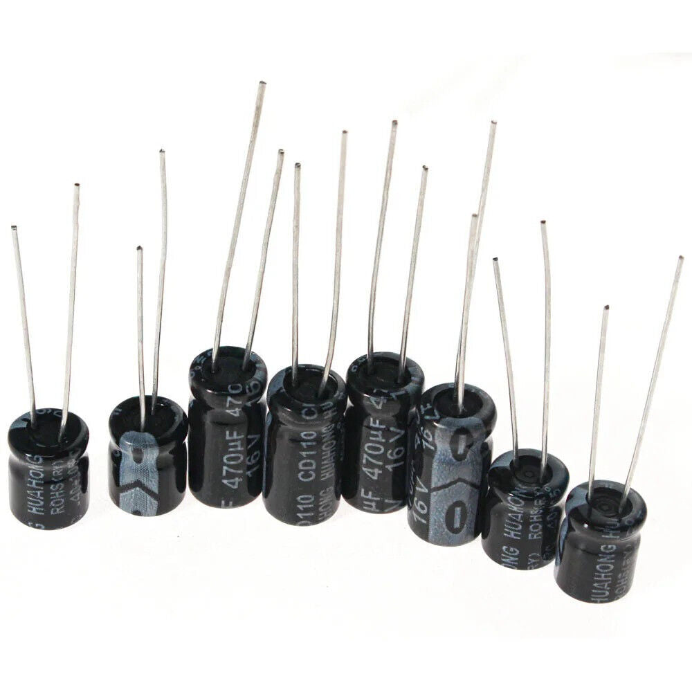 120 x ELECTROLYTIC CAPACITOR 16V 25V 50V ALUMINIUM KIT, 12 VALUES 1uF-470uF DIP