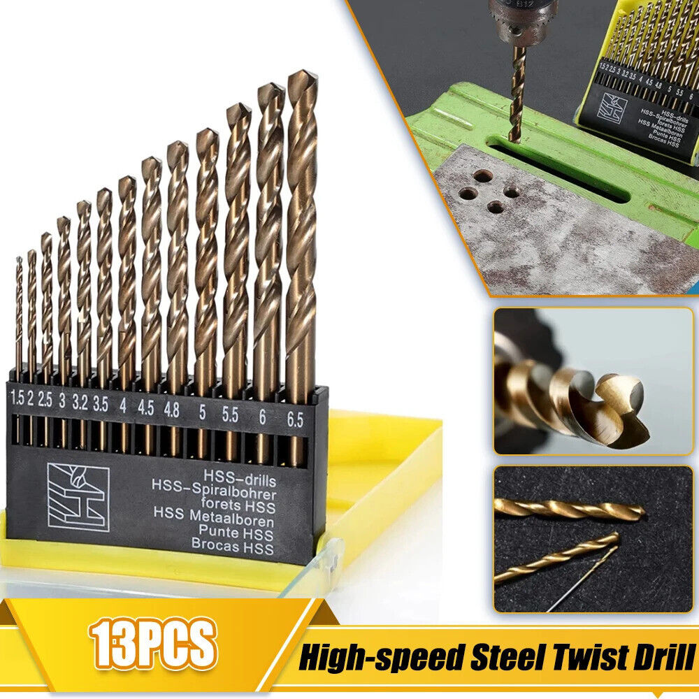 13 x METRIC HSS DRILL BIT SET 1 - 6.5mm STORAGE CASE