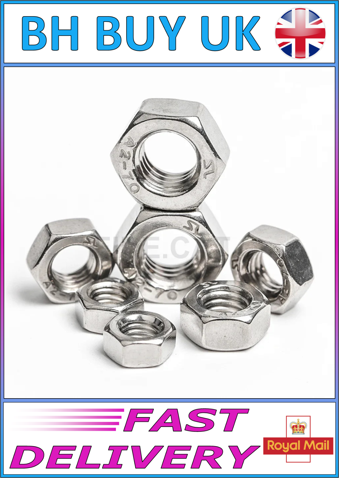 210 x STAINLESS STEEL HEX NUT SET M1.6 M2 M2.5 M3 M4 M5 M6 M8, UK METRIC