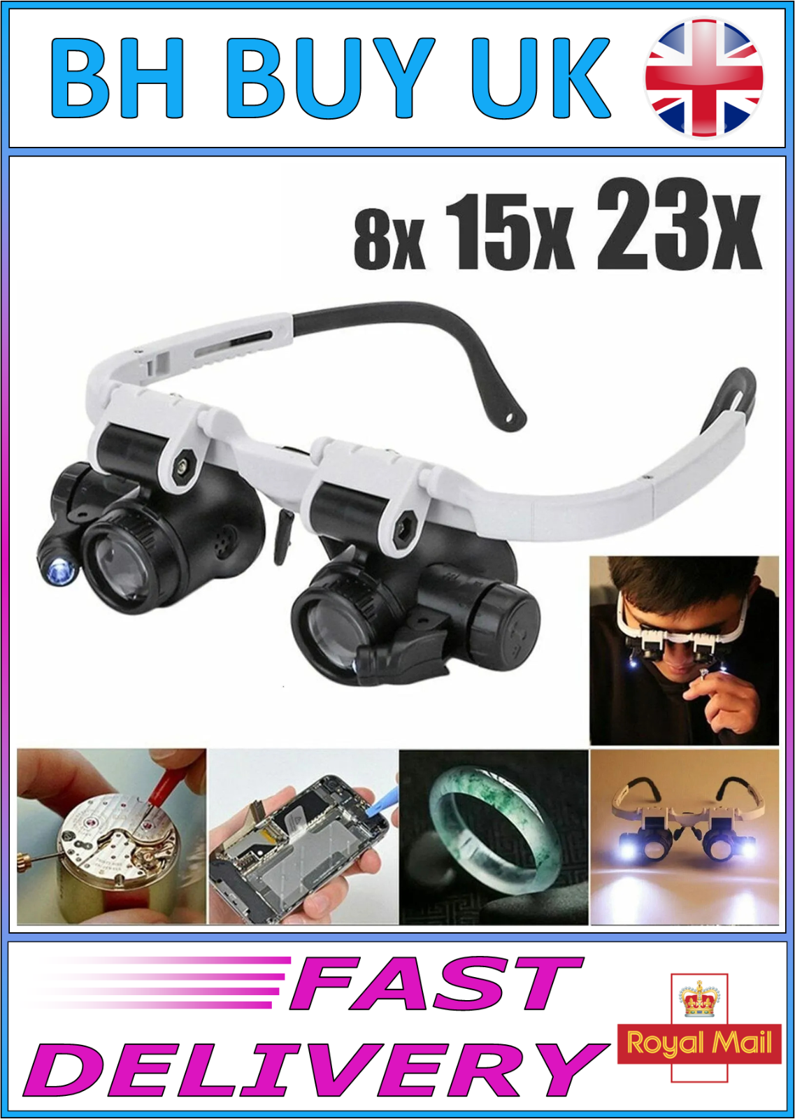 LED MAGNIFIER GLASSES, 8 15 23 x ZOOM