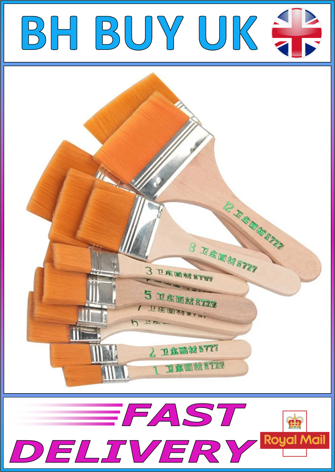 12 x NYLON PAINT BRUSH SET