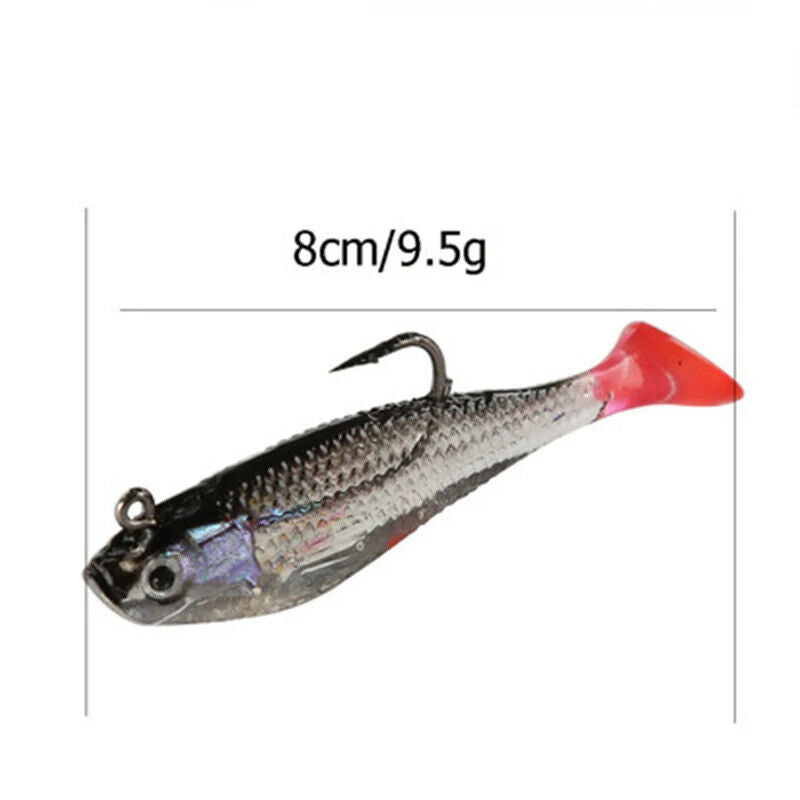 5 x SOFT RED TAIL FISHING LURES SET 8cm