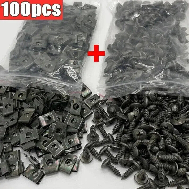 100 PACK U SHAPED CLIP BASE AND SCREW