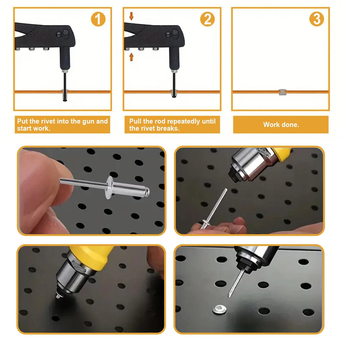 76 x ALUMINIUM COUNTERSUNK HEAD CORE PULLING RIVETS SET, 4 SIZES