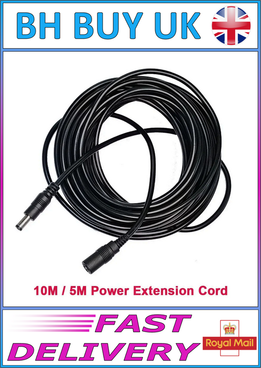 DC 12V 5.5mm x 2.1mm POWER EXTENSION CABLE 5m 10m