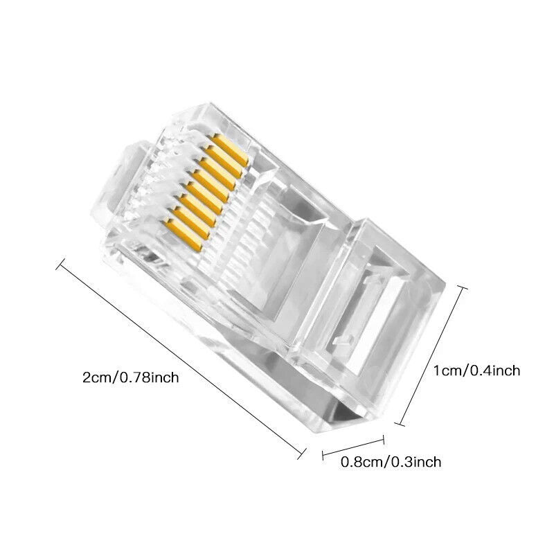 50 x RJ45 CAT6 CONNECTOR GOLD PLATED PASS THROUGH ETHERNET NETWORK CABLE PLUG