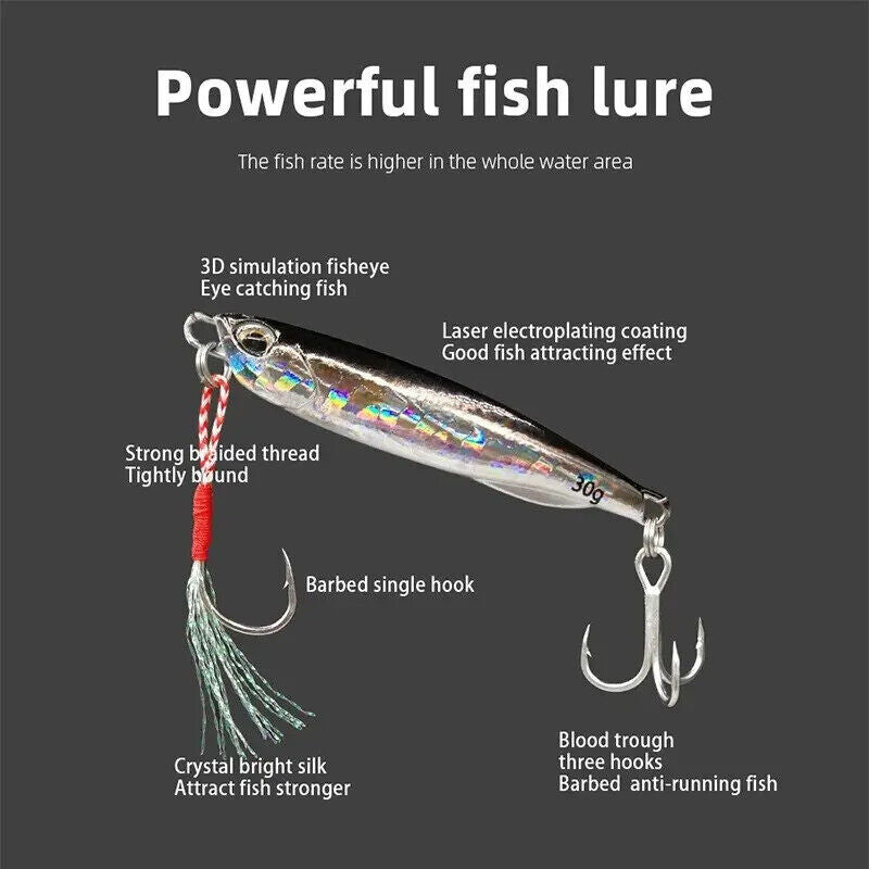 4 x METAL FISHING LURES SET JIGS 20g 30g 40g 60g LURE JIG SPOON SEA BASS