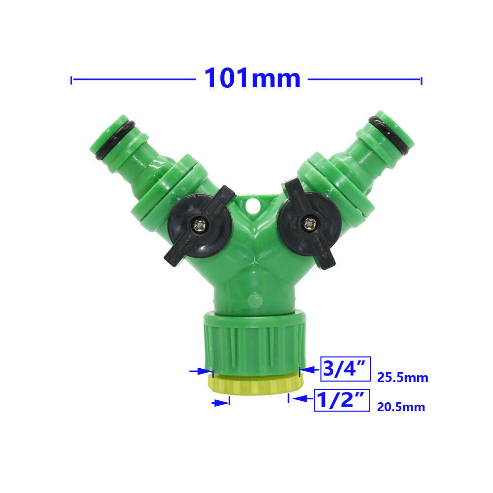 HOSE PIPE FAST CONNECT DOUBLE TAP REGULATOR SPLITTER 3/4 & 1/2 INCH