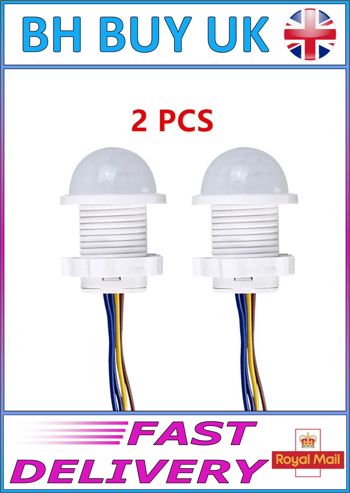 2 x SMART PIR SENSOR DETECTOR SWITCH 110V 220V MOTION ON OFF AUTO INFRARED