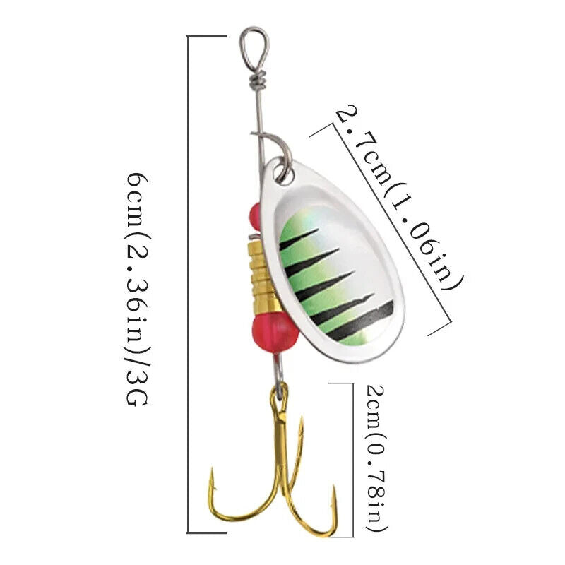 10 x SPINNER FISHING LURES SET IN CASE