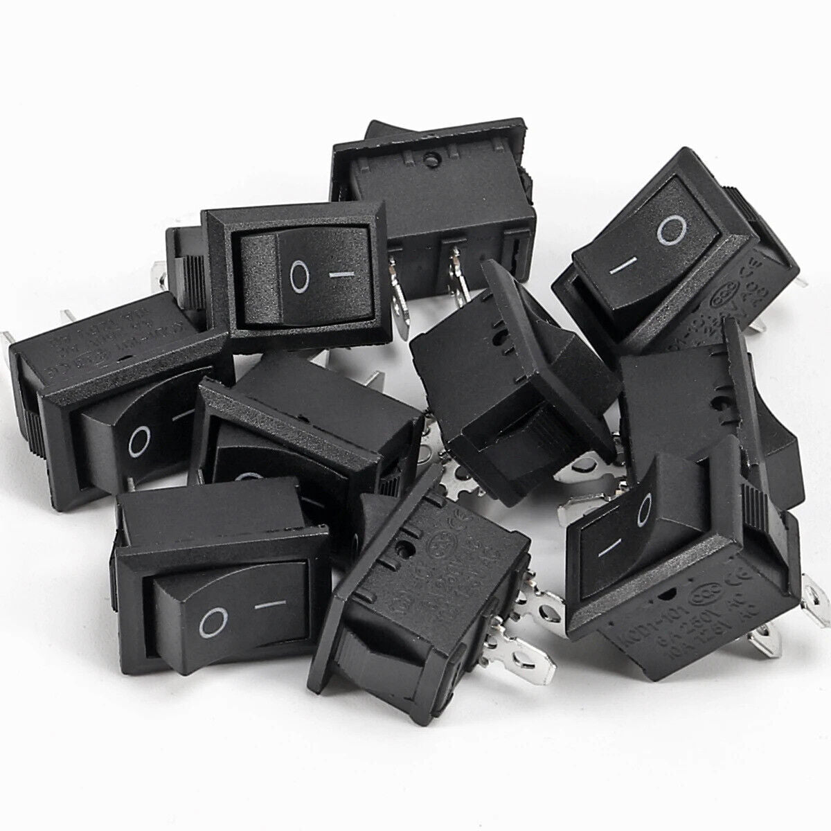 10 x SNAP IN ON OFF ROCKER SWITCH SPST 2 PIN AC 250V 6A2 POSITION