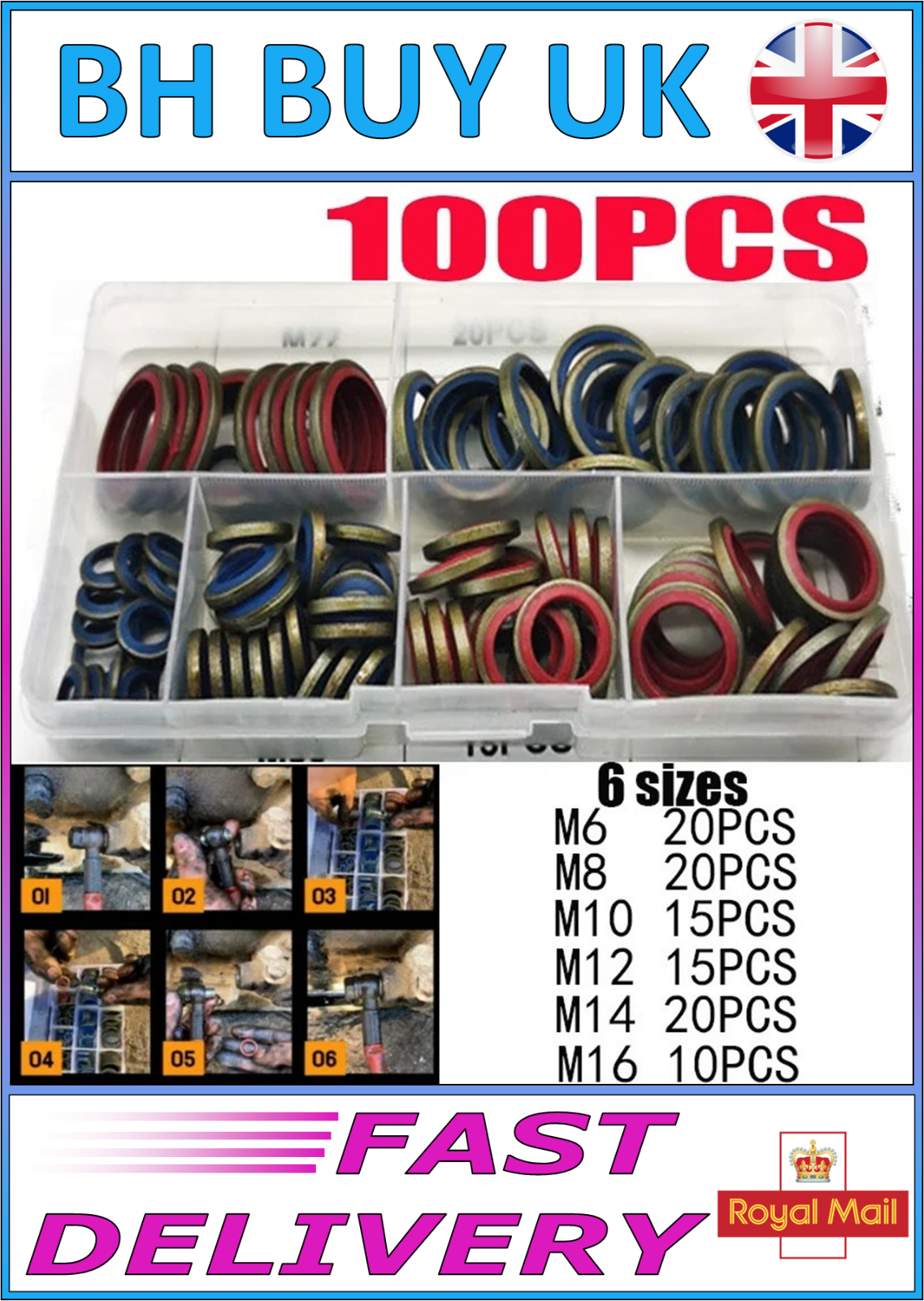 100 x SEALING GASKET SET