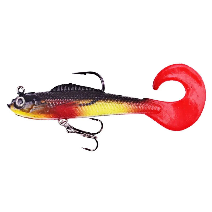 6 x SOFT WOBBLER FISHING LURES SET 9cm