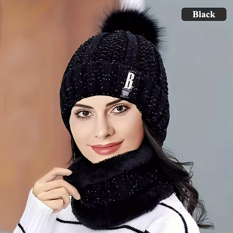 WOMENS KNITTED NECK SCALF & HAT SET