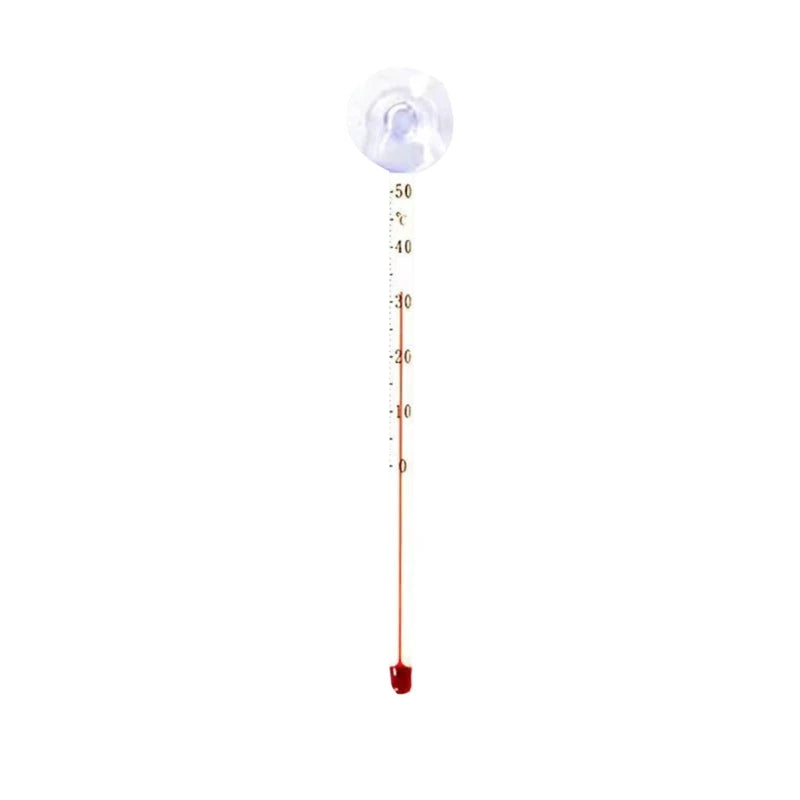 AQUARIUM GLASS 14cm SUCTION THERMOMETER CLEAR & YELLOW