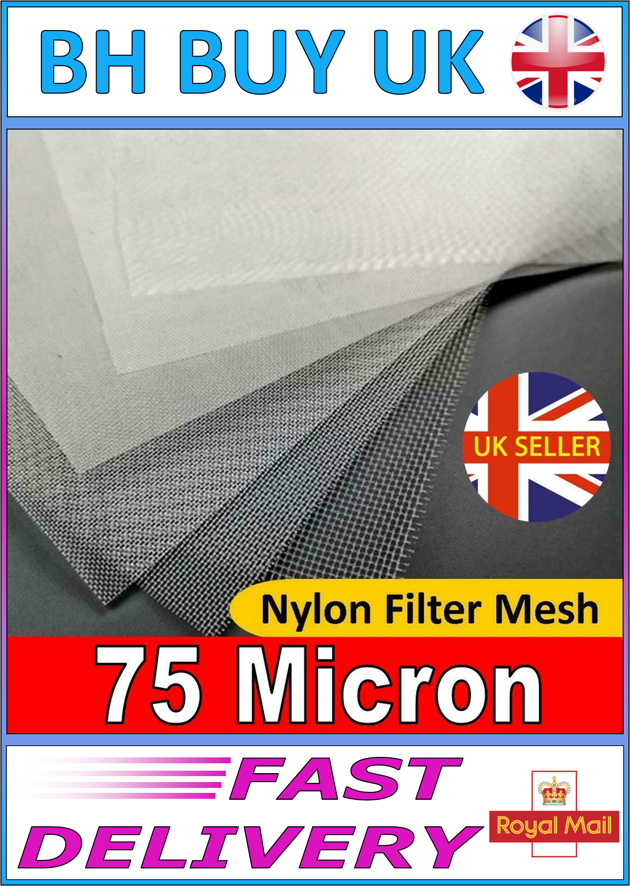 75 MICRON NYLON MESH 20cm x 20cm